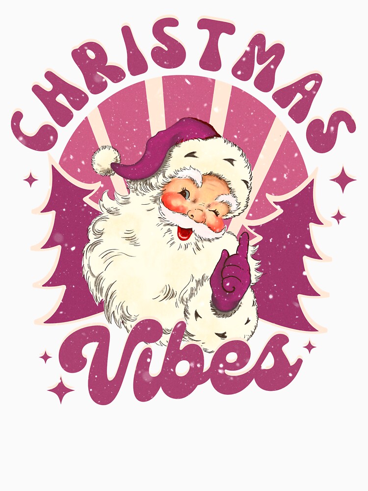 Retro Pink Christmas Vibes Santa Clause by DiatomDesigns