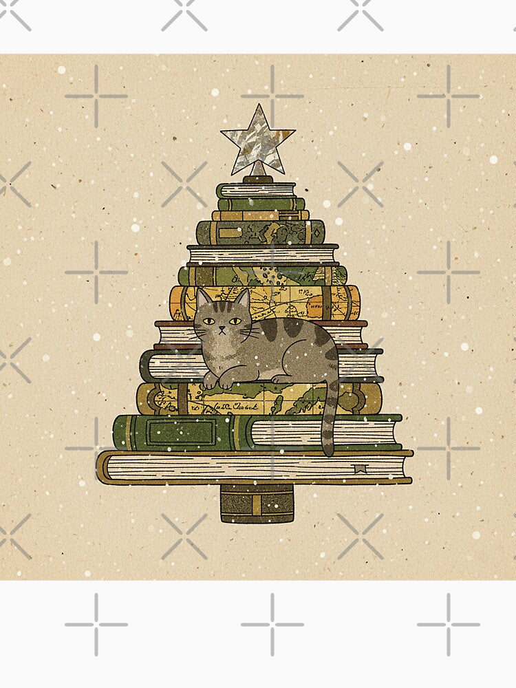 Literary Tabby Cat Book Stack Tree by zzz888