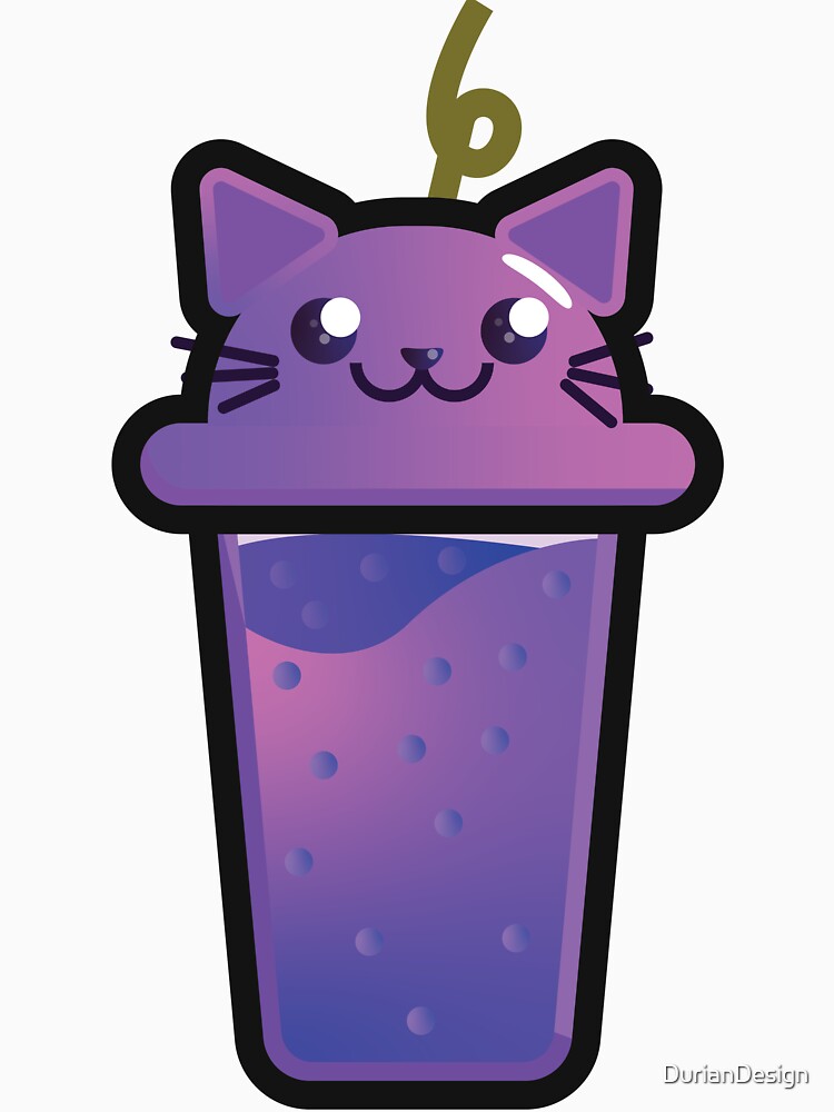 Cute Boba Blueberry Cat Kawaii by DurianDesign