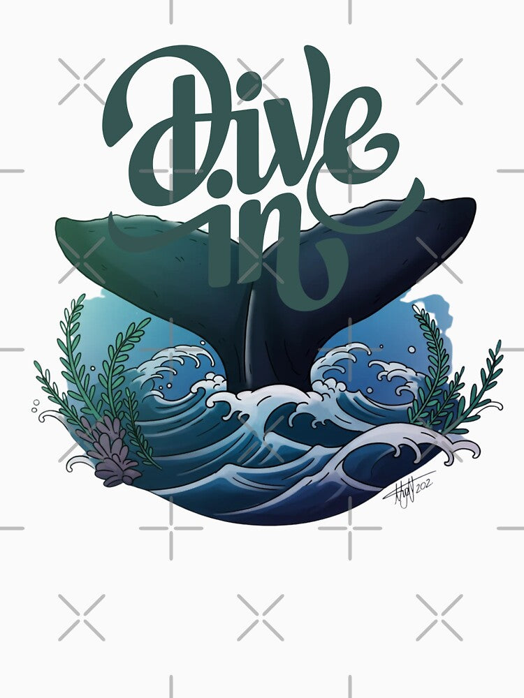 A dark whale tail dives water !!!? tshirt and sticker by anandsiva2703