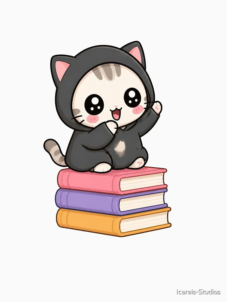 Cozy Cat with Books by Icareis-Studios