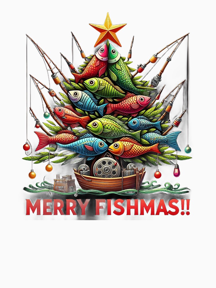 Merry Fishmas Fish Funny Fishing Christmas Tree by AquariumExp