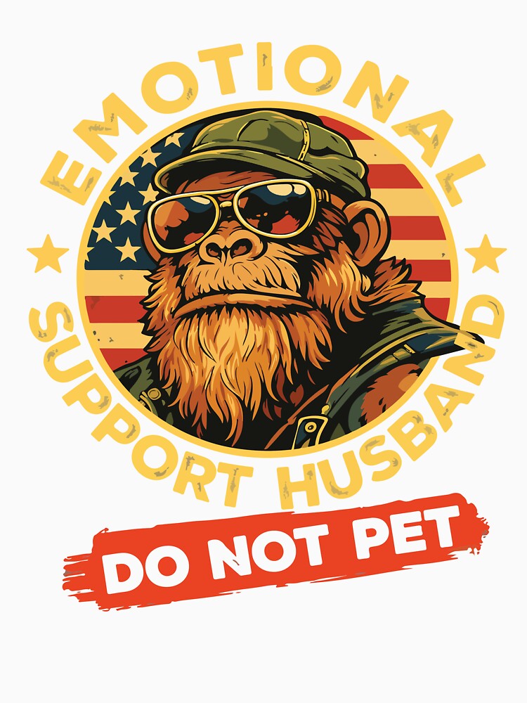 Emotional Support Husband Do Not Pet Funny Retro Couple Humor by kiralynstration