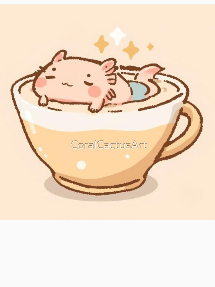 Cozy Axolotl Tea Bath by CoralCactusArt