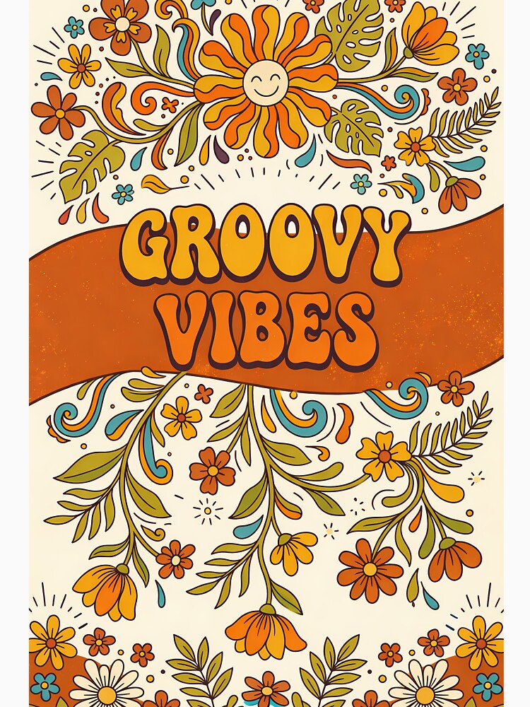Groovy Vibes Retro Flower Power Aesthetic – 70s Vintage Floral Sunshine Design by Lu7u