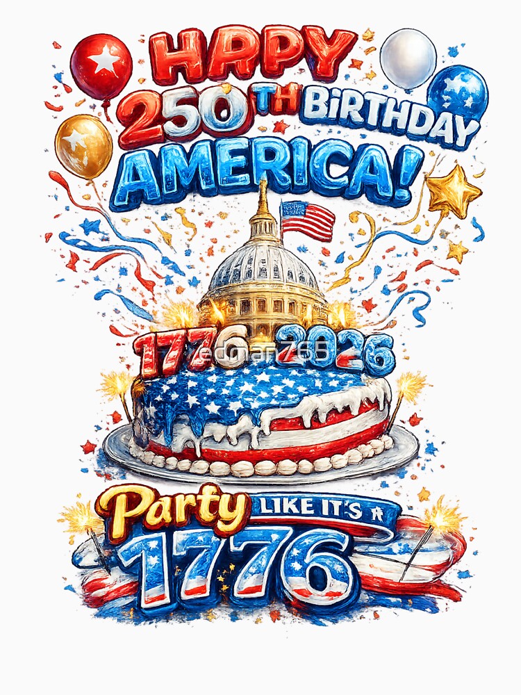 Happy 250th Birthday America Shirt – Party Like It’s 1776 – 1776–2026 Capitol Cake Patriotic Tee by edman765