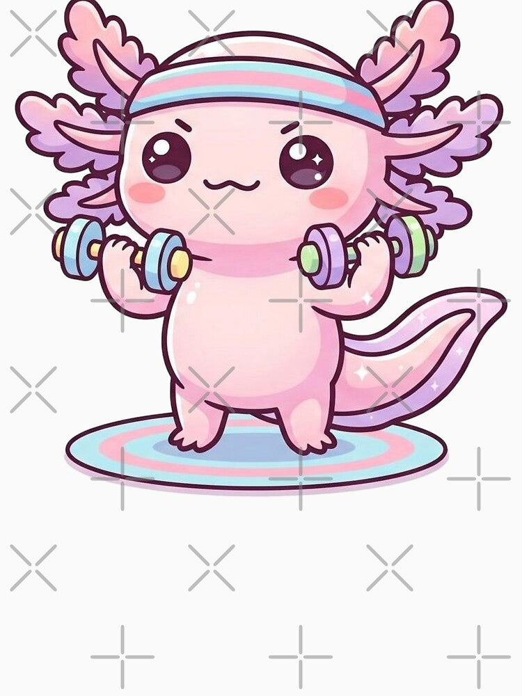 Kawaii Axolotl Workout Gym Buddy by Visual Dept.