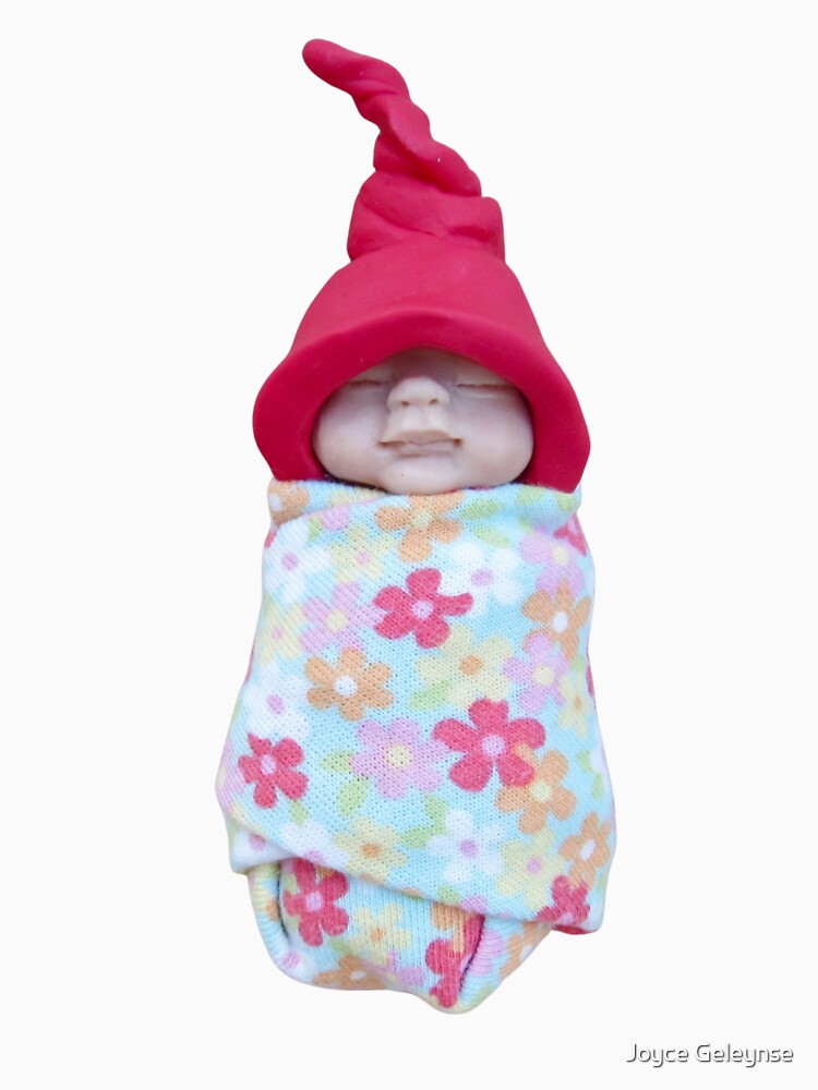 Baby Girl With Elf Hat, Sleeping Infant, Polymer Clay Sculpture by JoyfulWhimsy