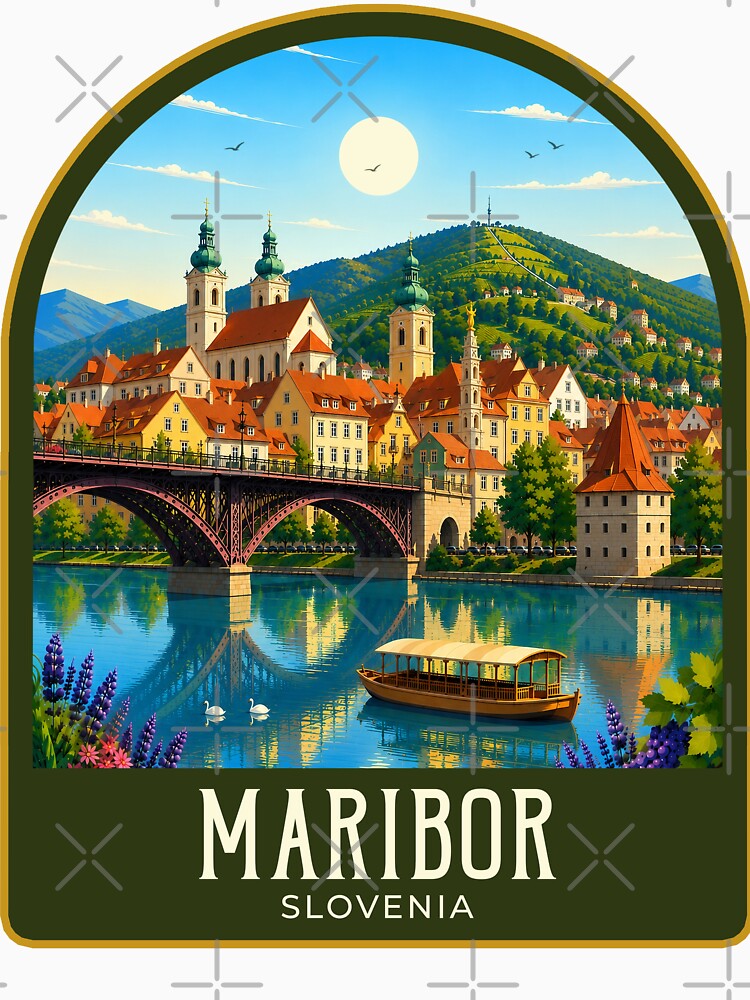 Maribor Vintage Travel Illustration by HomeLivingCo