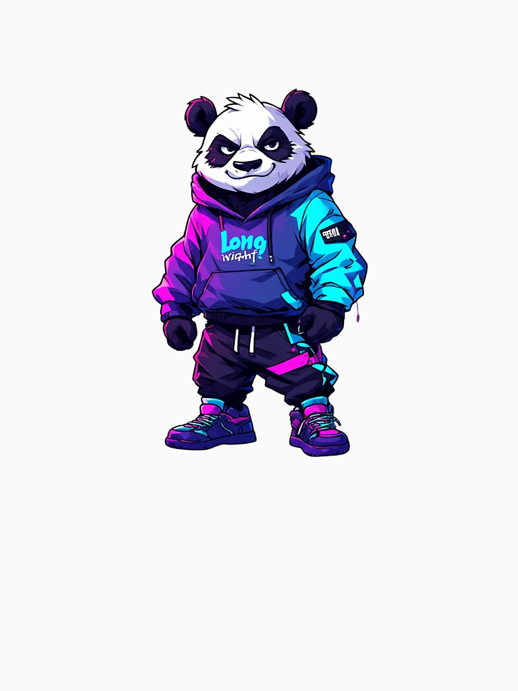Long Night Panda – Urban Cartoon Streetwear Hoodie Panda by Aesthicer