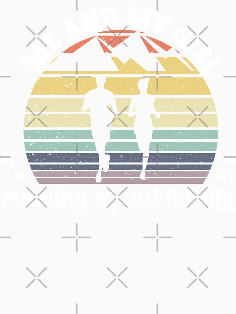 Vintage Sunset Summer Me & My Girl Running Squad Matching Couple - Black by PearlMoonGrapes