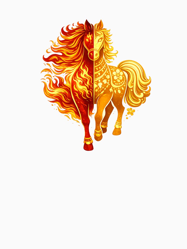 Fire and Gold Yin Yang Horse Chinese Zodiac Art by Vendeloc
