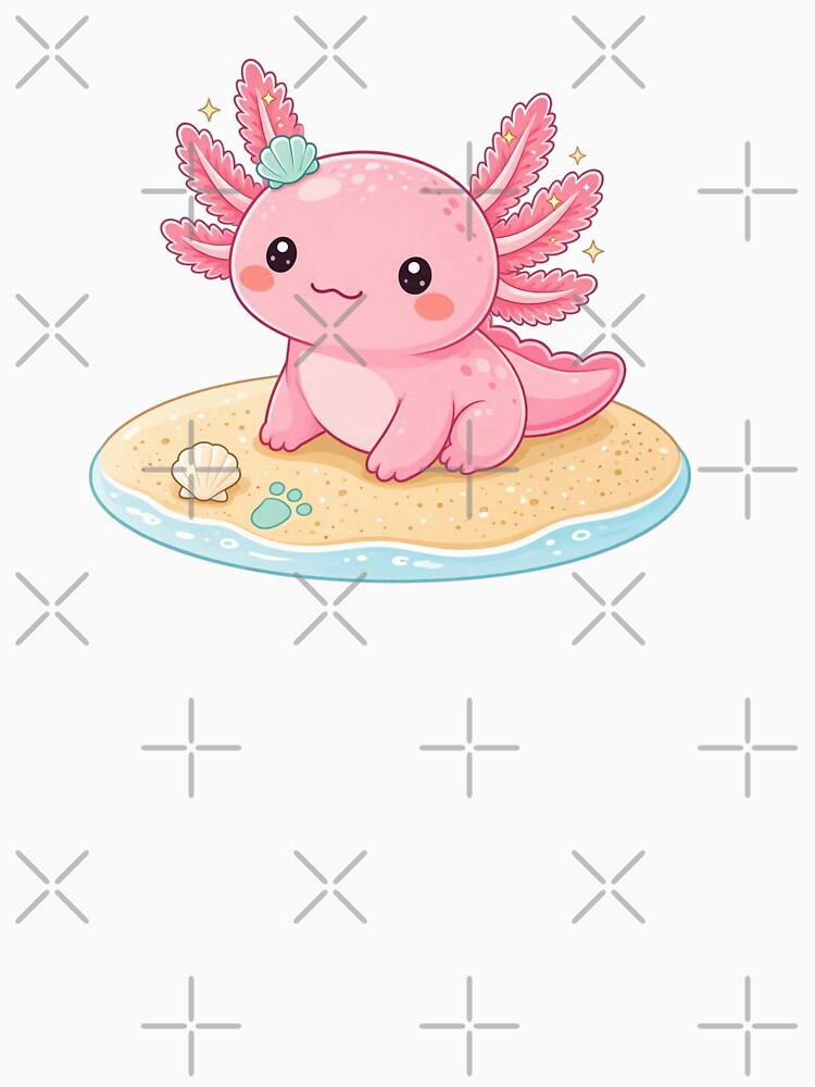 Cute Pink Axolotl on the Beach by SweetLilith