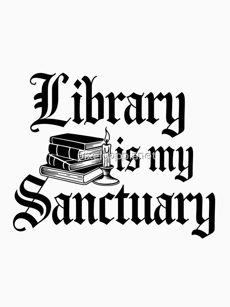 "Library is my Sanctuary" Candle Gothic Book Lover Design by pixelpopplanet