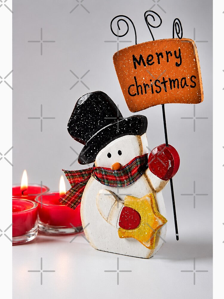 Merry Christmas Snowman with Candles – Festive Holiday Decoration by Kimberly Palmer
