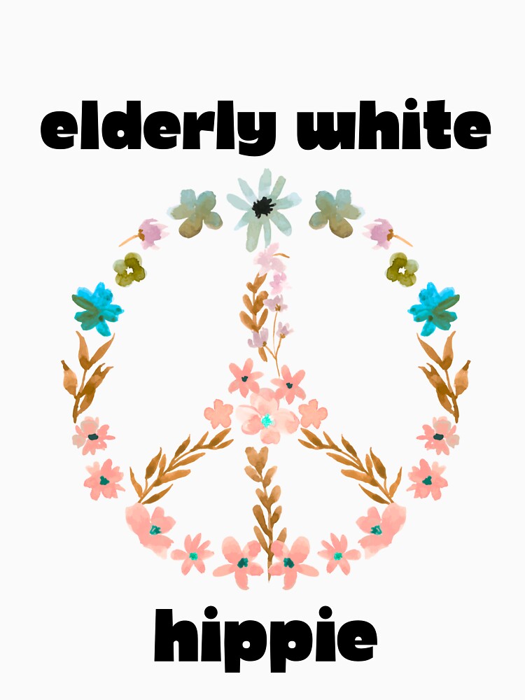 Elderly White Hippie – Colorful Peace Sign Retro Hippie Vibes by EVESTUDIOART