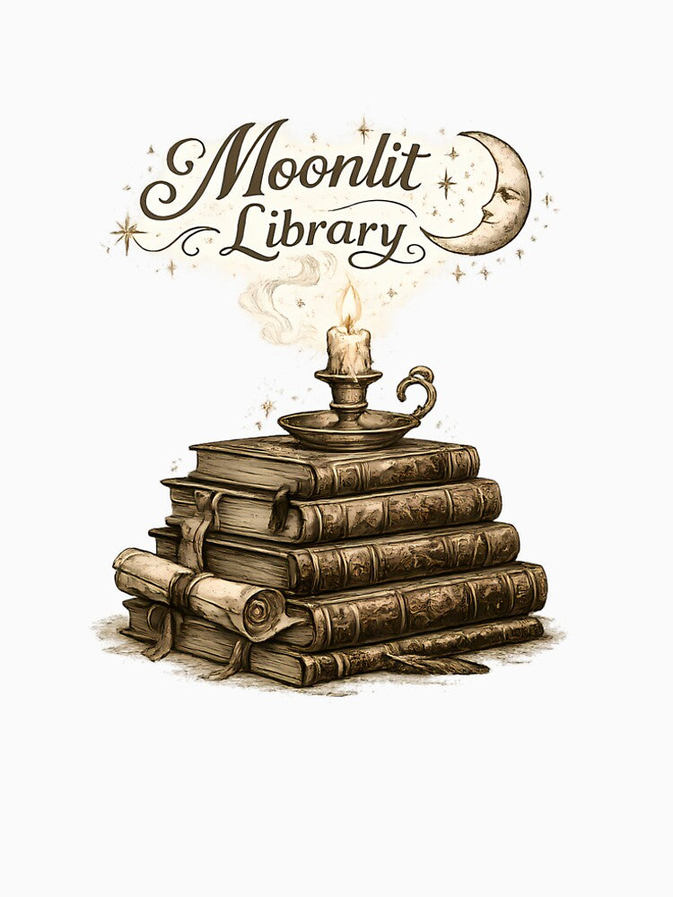 Moonlit Library Shirt — Dark Academia Books and Moon Aesthetic Tee by Moonveil_Studio