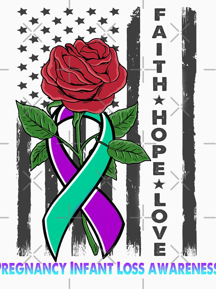 Faith Hope Love Pregnancy Infant Loss Awareness American Flag by Kohend