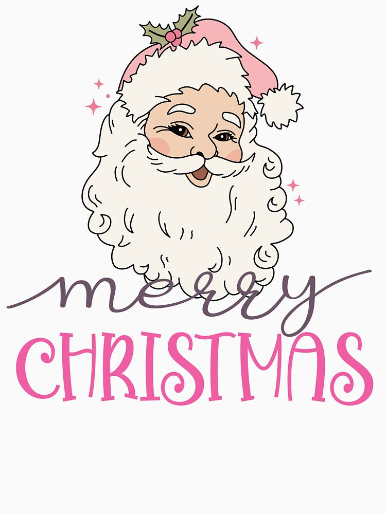 Retro Vintage Pink Santa Claus Merry Christmas by Yourfavshop600
