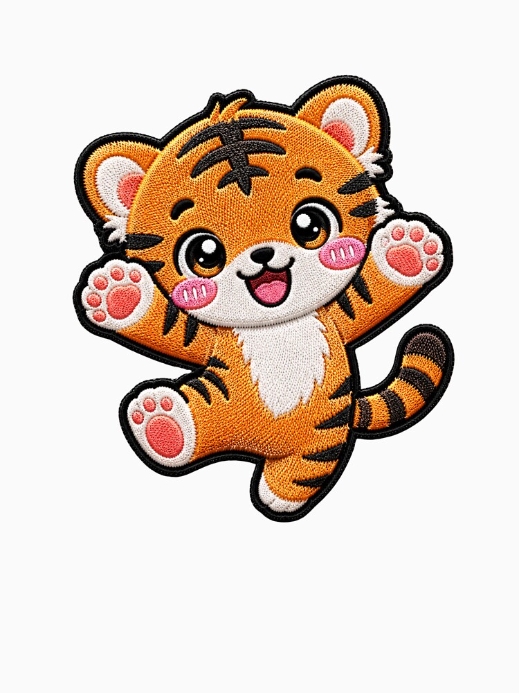 Happy Baby Tiger Embroidery Patch | Cute Chibi Tiger by ColorSplash123