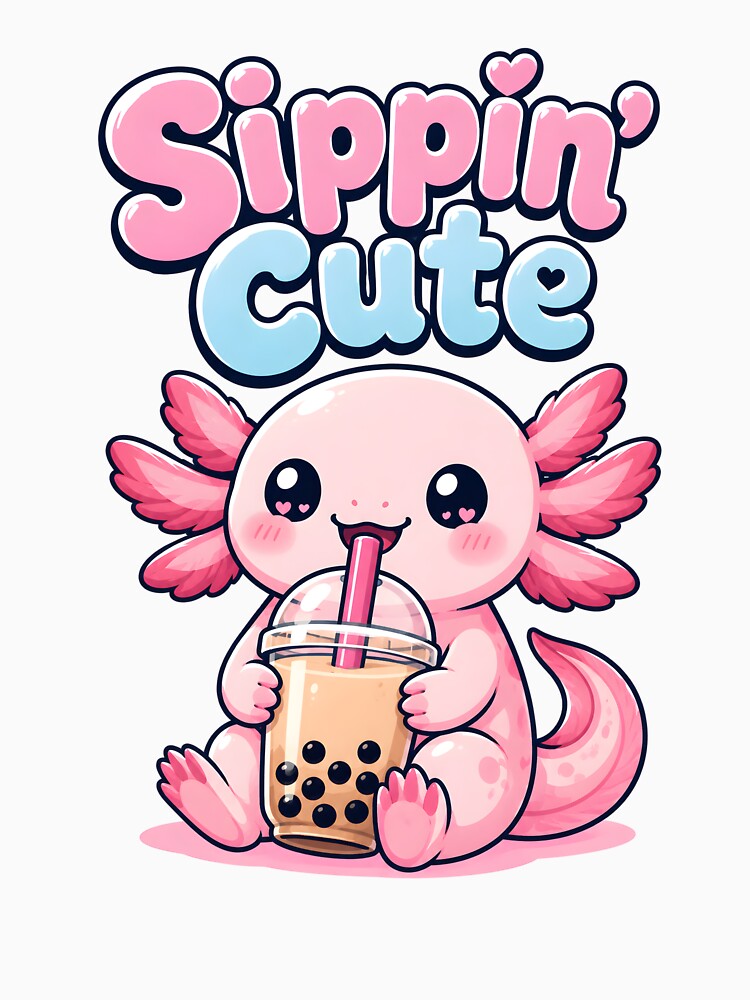 Sippin Cute Kawaii Axolotl Boba Tea by Mr Lee