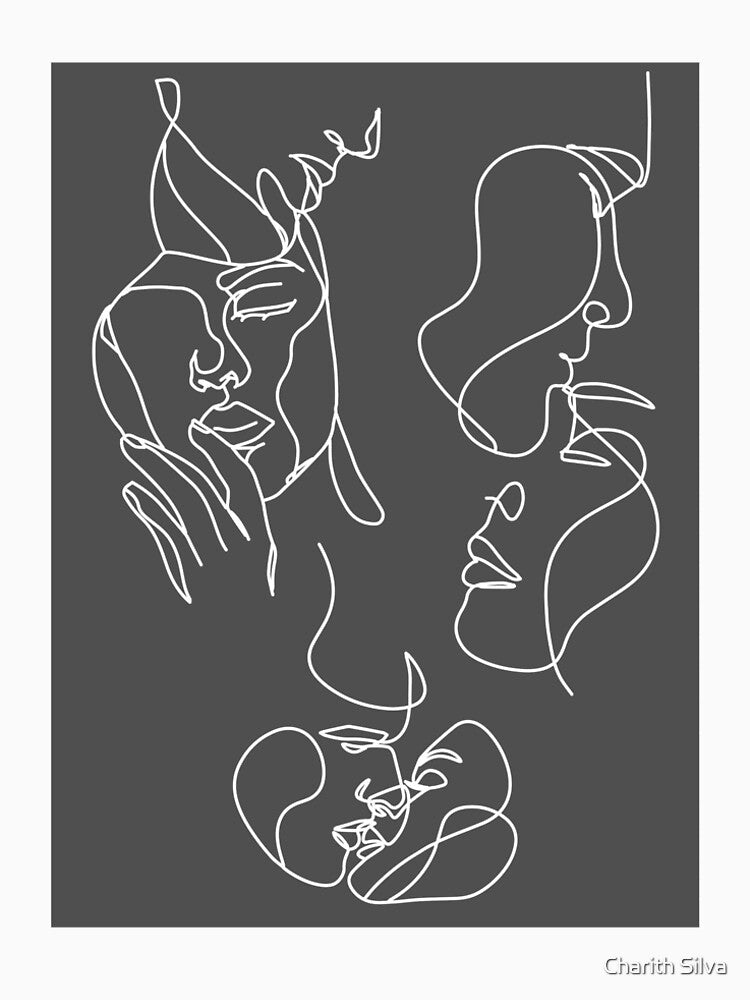 Line Art Loving Couple by Charith Silva