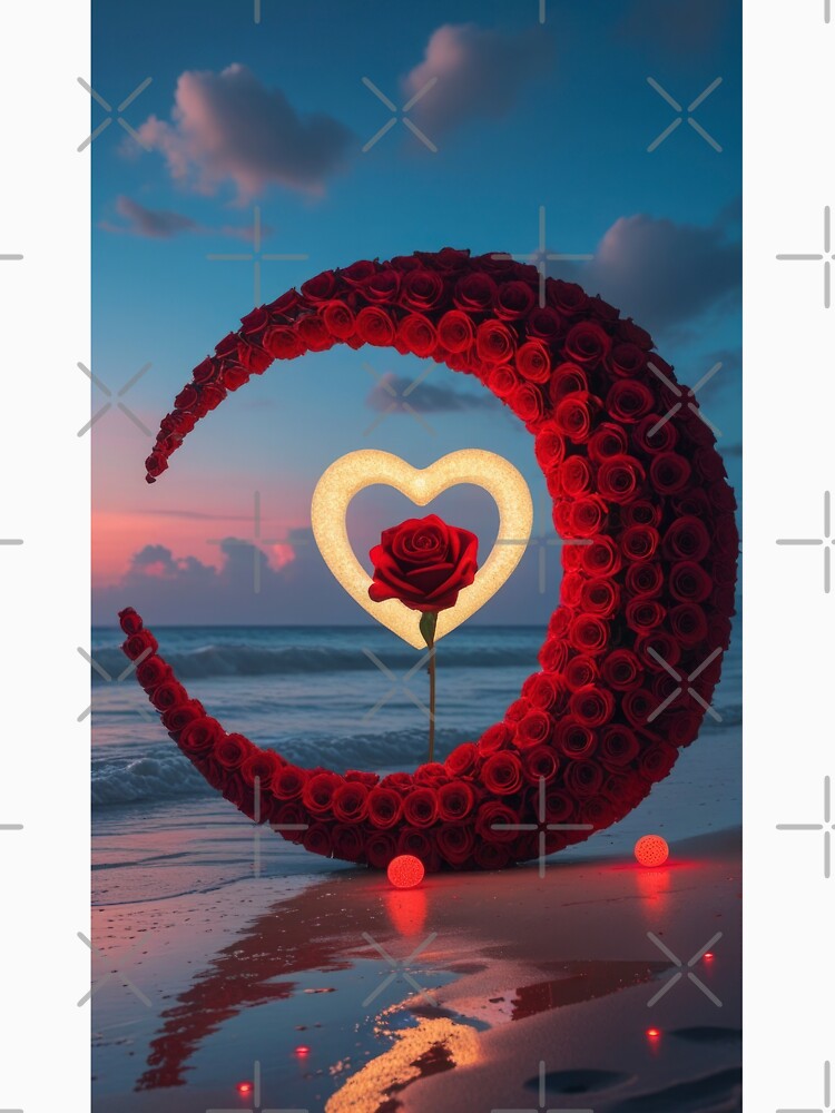 Valentines Day crescent of red roses on the sea landscape, valentine  landscape,valentine art,valentine design by Expressions-Sel