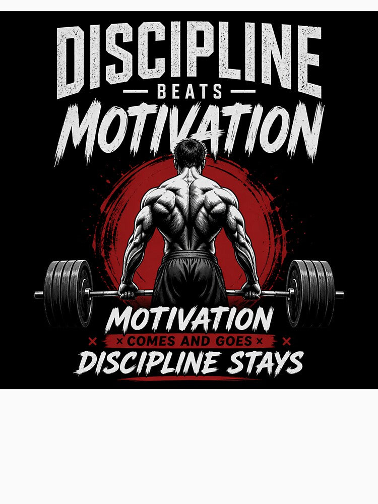 Discipline Beats Motivation – Hardcore Gym Workout Fitness Design by Sidz08