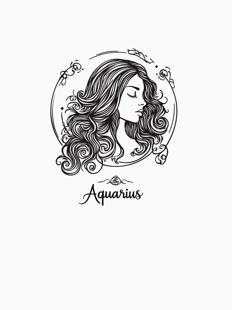 Aquarius Zodiac Sign | Minimalist Line Art Astrology Design by Inkora-Art