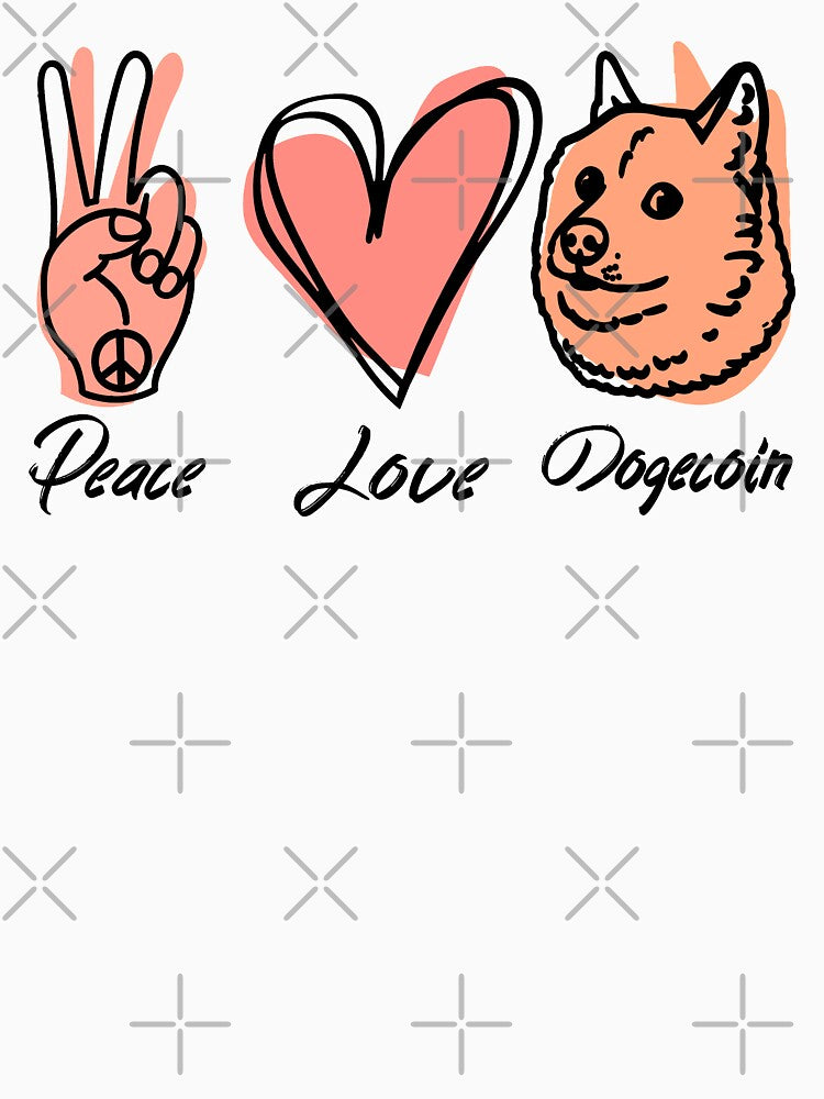 Peace, Love, Dogecoin (minimalist modern line art meme) by Infdesigner
