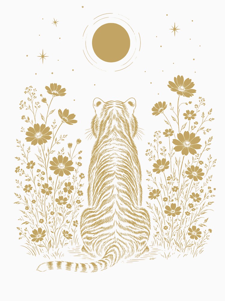Tiger Moon Night Flower Minimalist Boho Lover by DoodleTortle