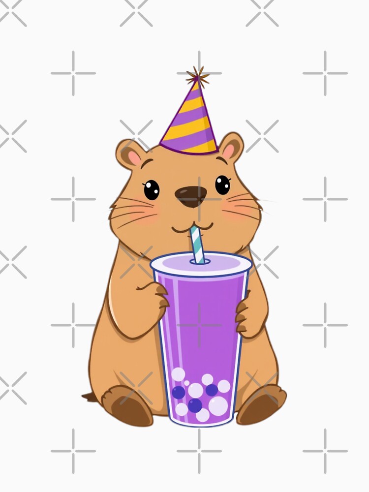 Capybara Boba Tea Milk Party Hat happy birthday kawaii gift funny christmas happy by CheeseBlueprint