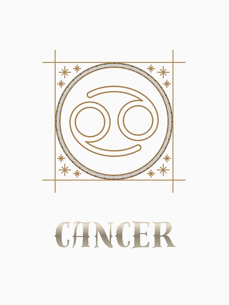 Cancer Zodiac Sign Gold Celestial Art - Minimalist Crab by SaturnStudioart