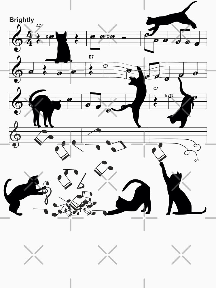 Cat Playing Clef Notes Piano Music Funny Musical Cats Cute Gift by alenaz