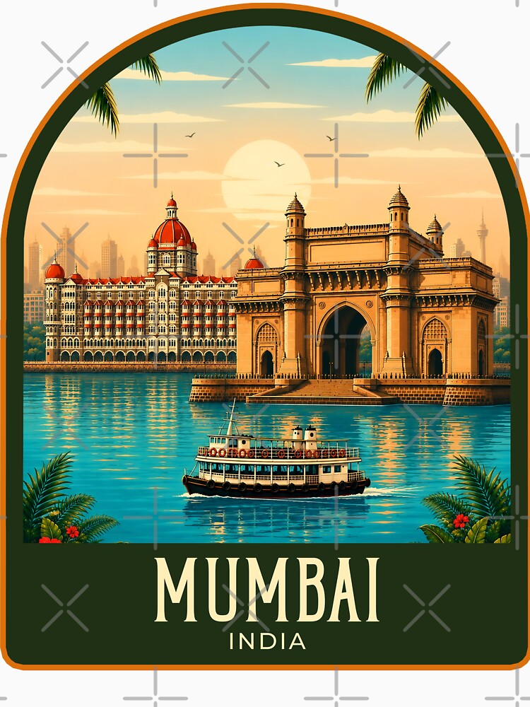 Mumbai Vintage Travel Illustration by HomeLivingCo