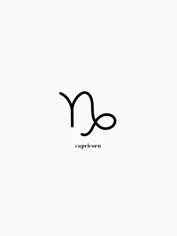 Capricorn Zodiac Sign - Minimalist Aesthetic Capricorn Symbol Line Art by NovaVesta