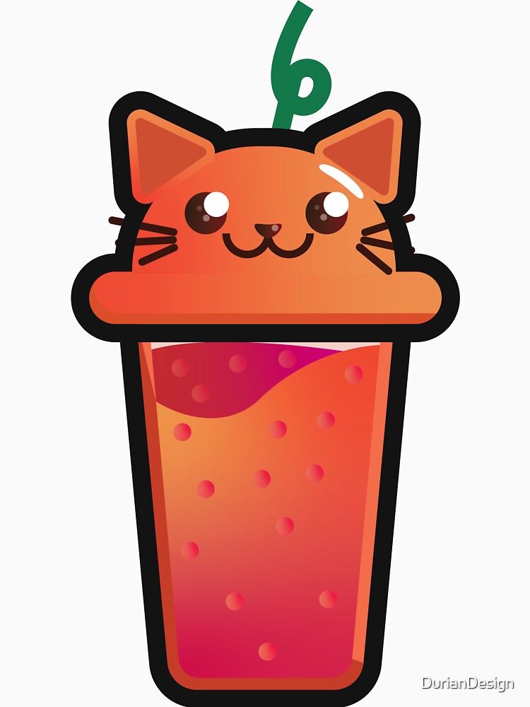 Cute Boba Orange Cat Kawaii by DurianDesign