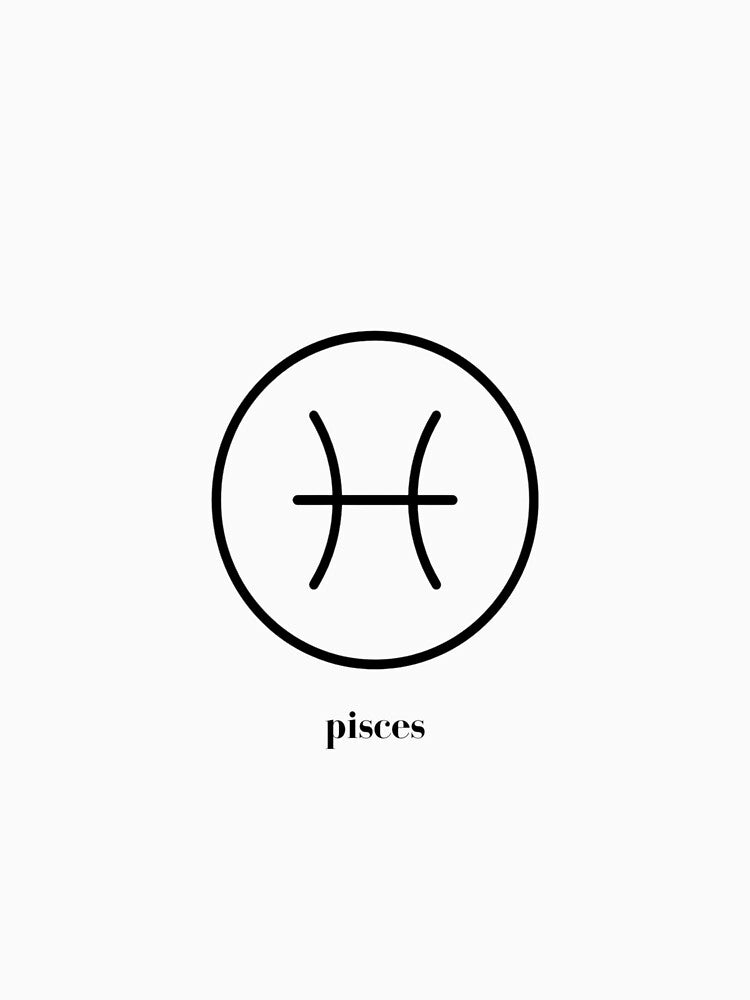 Pisces Zodiac Sign - Minimalist Aesthetic Pisces Fish Line Art by NovaVesta