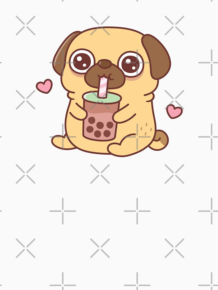 Cute Little Pug Loves Drinking Bubble Tea by rustydoodle