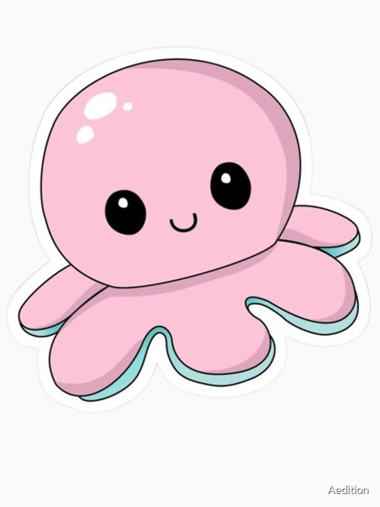 Cute Kawaii Pink Octopus Sticker | Happy Ocean Buddy by Aedition