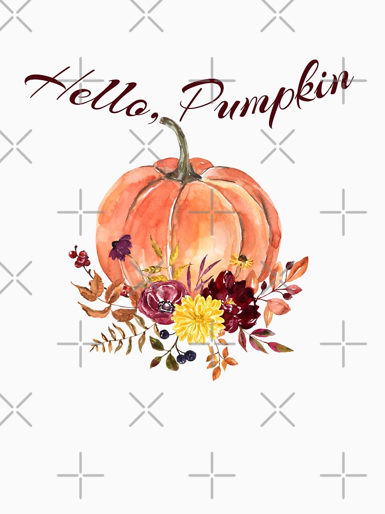 Hello, Pumpkin, fall watercolor pattern by HappyVibesAlert