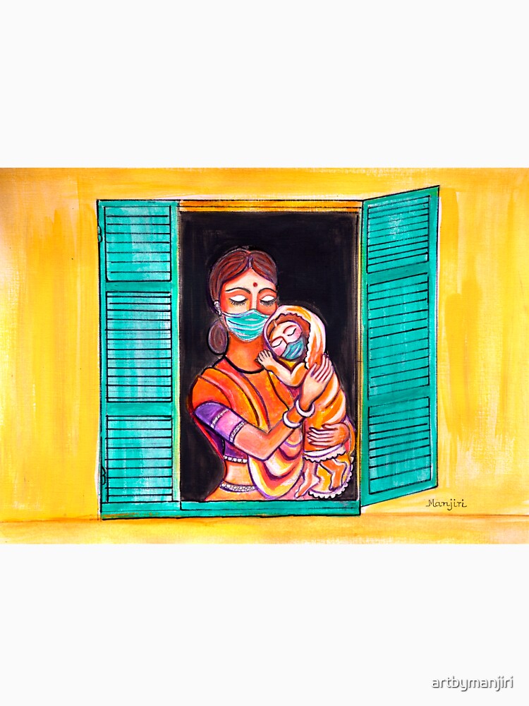 Mother and child window to the world art corona pandemic Painting by artbymanjiri