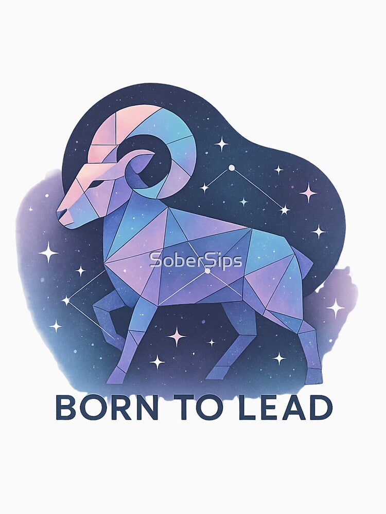 Aries Zodiac “Born to Lead” Geometric Ram | Pastel Astrology Art by SoberSips by SoberSips