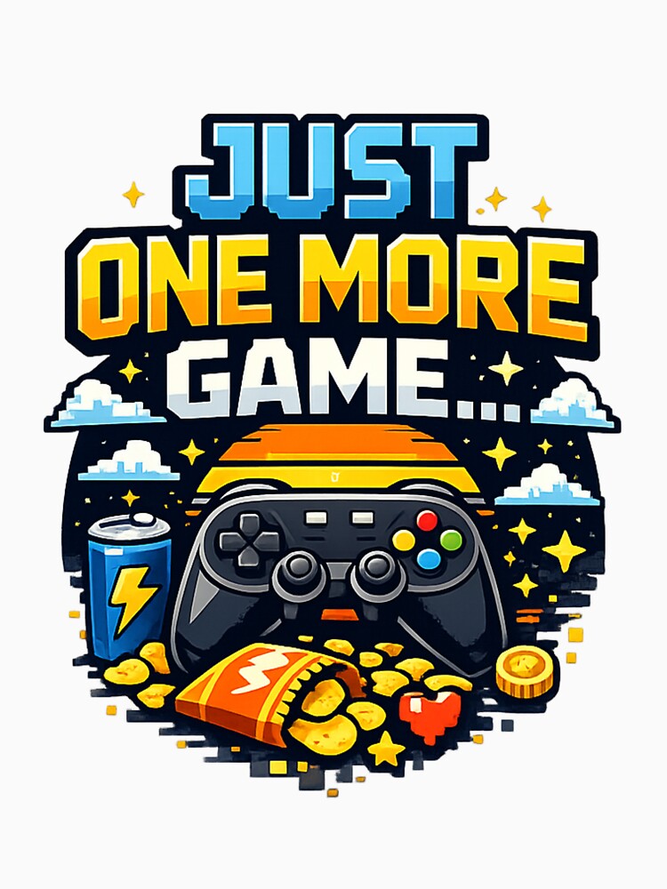 Just One More Game Retro Gamer T-Shirt | Funny Gaming Pixel Art Design by Artbysarmina