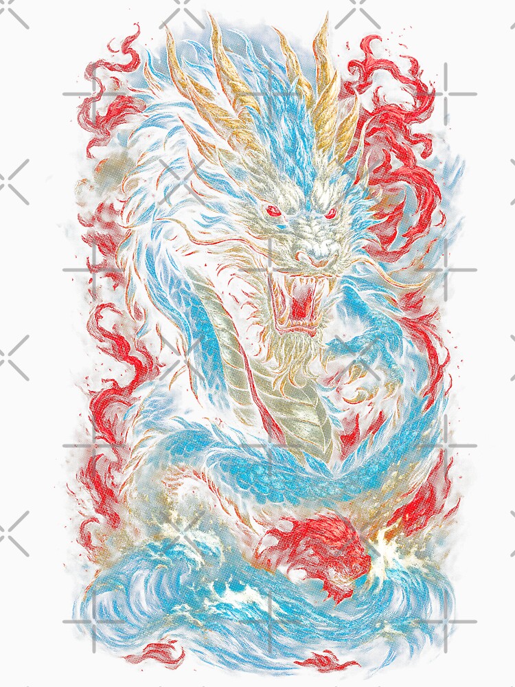 Japanese Water Dragon Rising from Waves by PSYNOVA