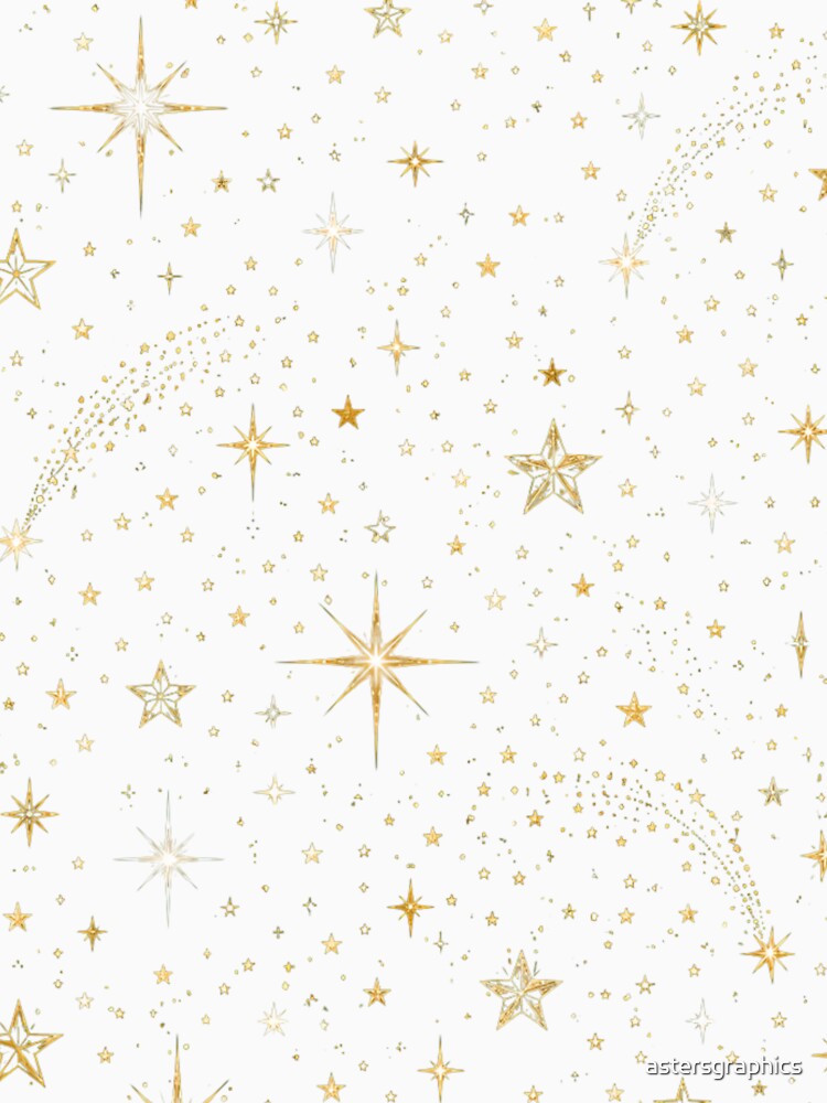 Luxury Christmas Star Pattern | Emerald Green & Gold Holiday Wrapping Paper by astersgraphics