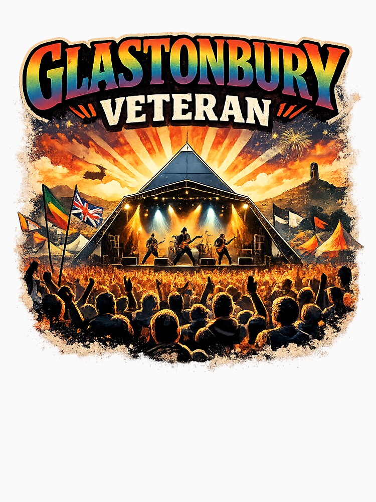 Glastonbury Veteran – UK Music Festival Crowd Retro Design by GarnerSupplyCo