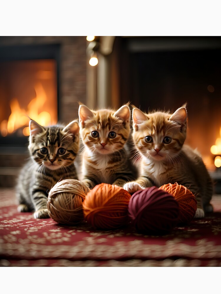 Kittens in front of the fireplace by Proren