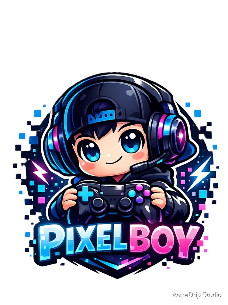 Pixel Boy Gamer – Neon Pixel Character by AstraDrip Studio