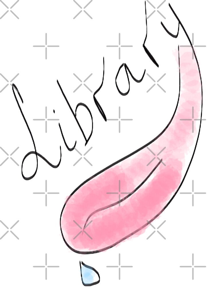 Library Tongue & Saliva Drop - Surreal Bibliophile Book Art Sticker by M.O.K.